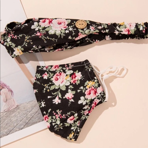 Accessories - 2pc floral print face mask and headband set